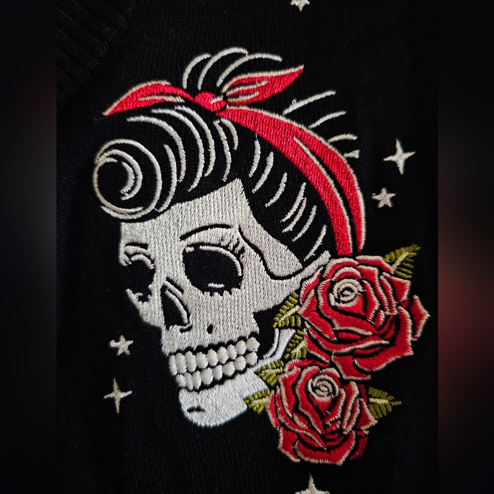 Torrid Rockabilly Skull Button Down Short Sleeved Cardigan